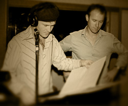 Tom McLeod and Tim in the studio